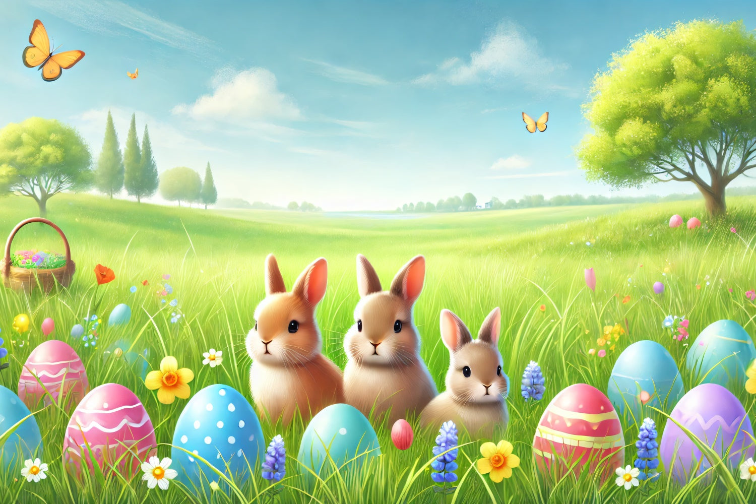 Fond studio paques Prairie Ravissante et Lapin TWW3-47