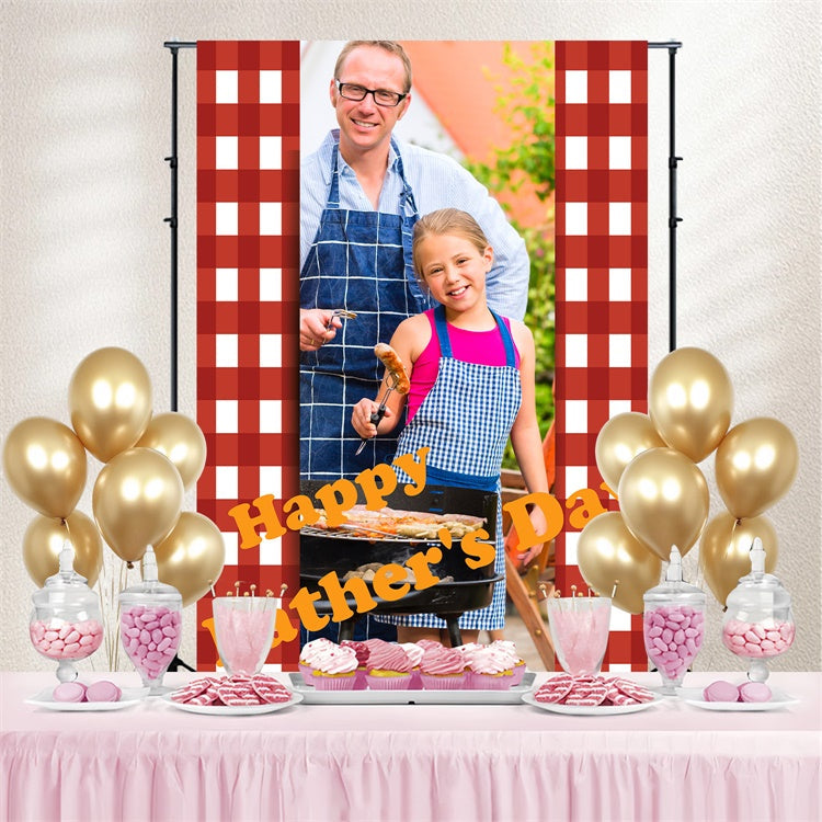 Toile de fond Fête des Pères Pique-Nique à Carreaux Rouges Personnalisée TWW4-87