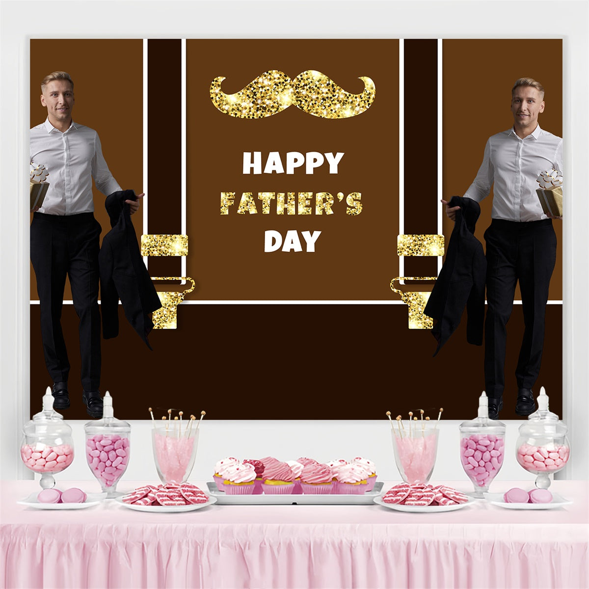 Toile de fond Fête des Pères Idées Gentleman Étincelles Dorées Personnalisée TWW4-88