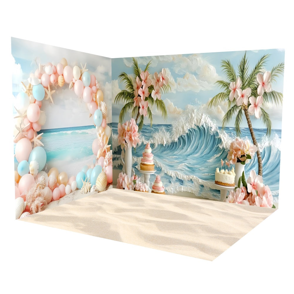 Ensemble de Salle Photoshoot Nouveau-né Plage Florale Tropicale TWW5-18