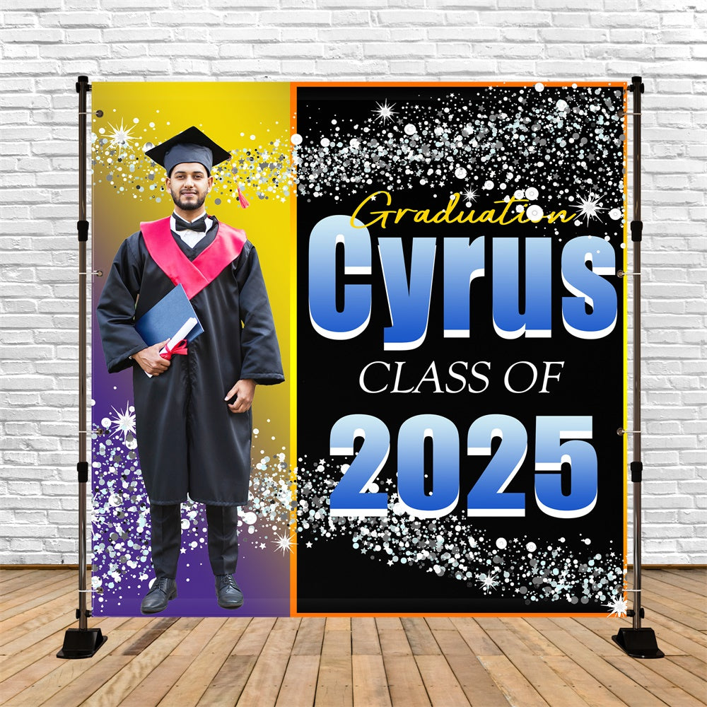 Toile de Fond de Graduation Confettis Étincelants Personnalisée TWW5-31