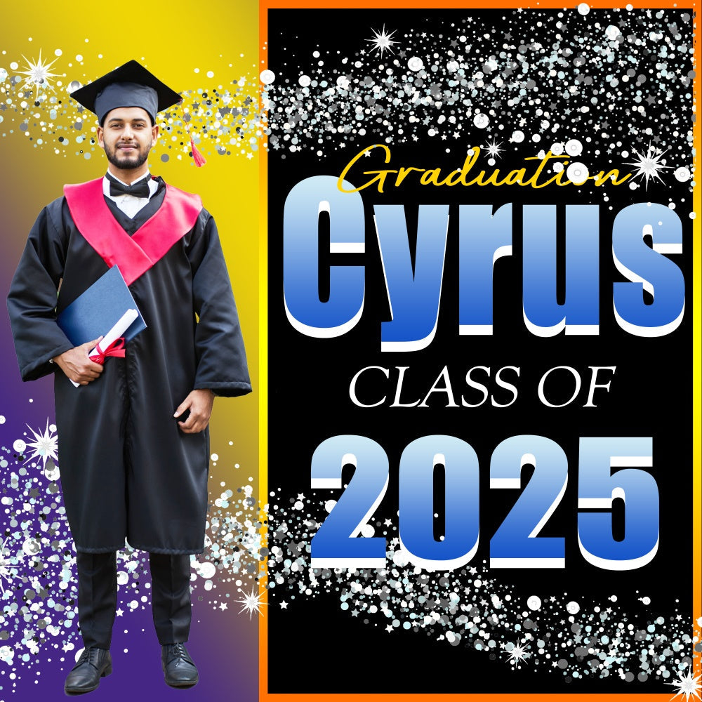 Toile de Fond de Graduation Confettis Étincelants Personnalisée TWW5-31