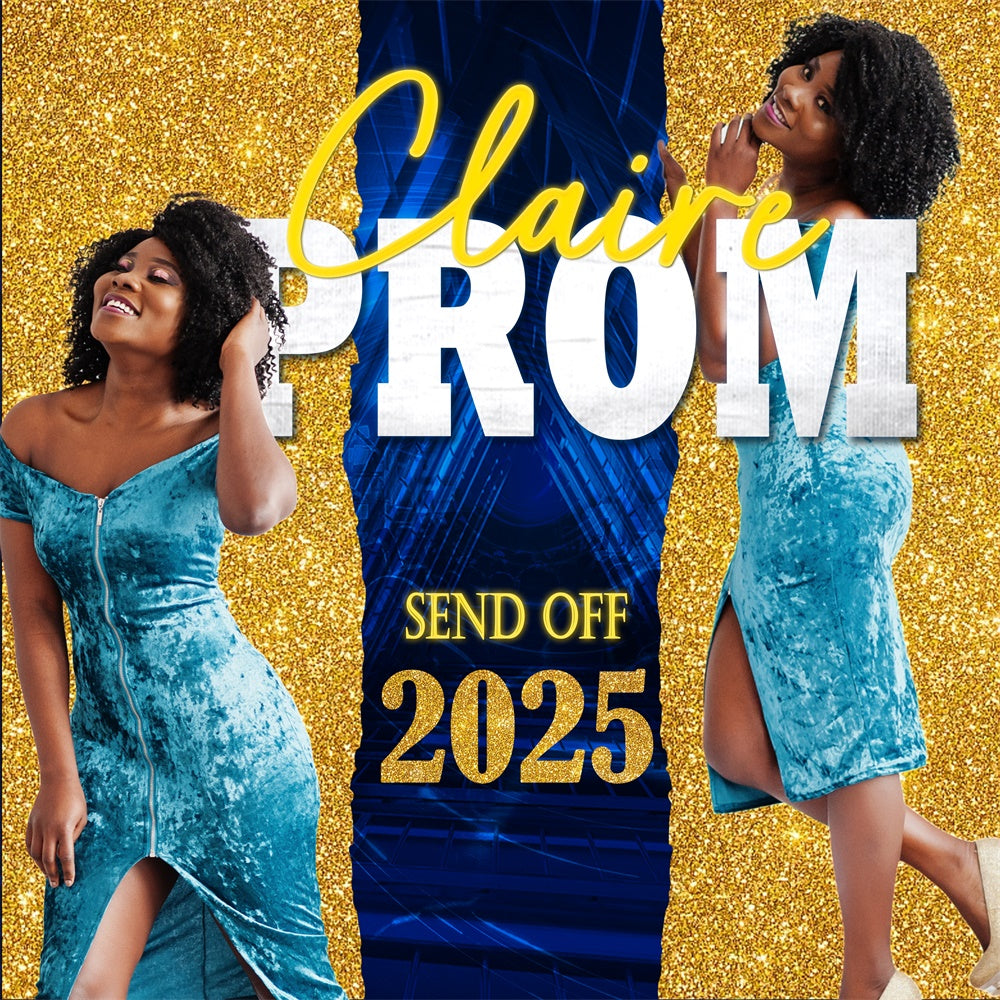 Toile de Fond de Graduation Personnalisée Sequins Dorés Brillants TWW5-32