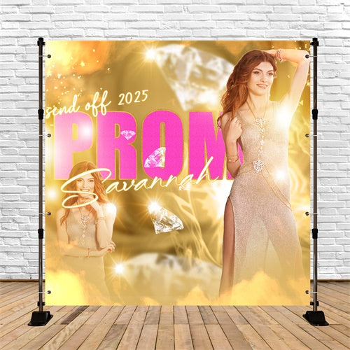 Toile de Fond de Bal Idées Éclat Doré Diamant Personnalisée TWW5-41