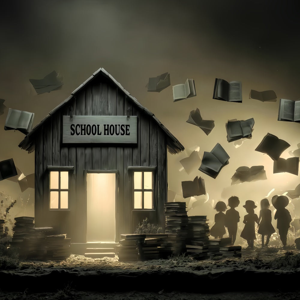 Fond Manoir hanté Fond Halloween École hantée Livres TWW510-2