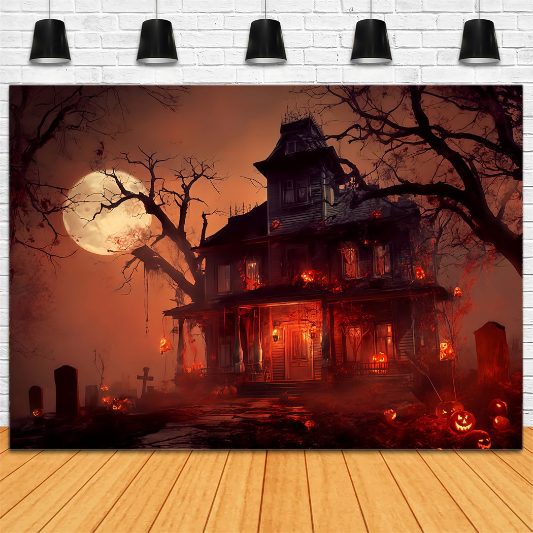 Fond Haunted Mansion Haunted Mansion Blood Moon Fonds effrayants pour Halloween TWW510-30