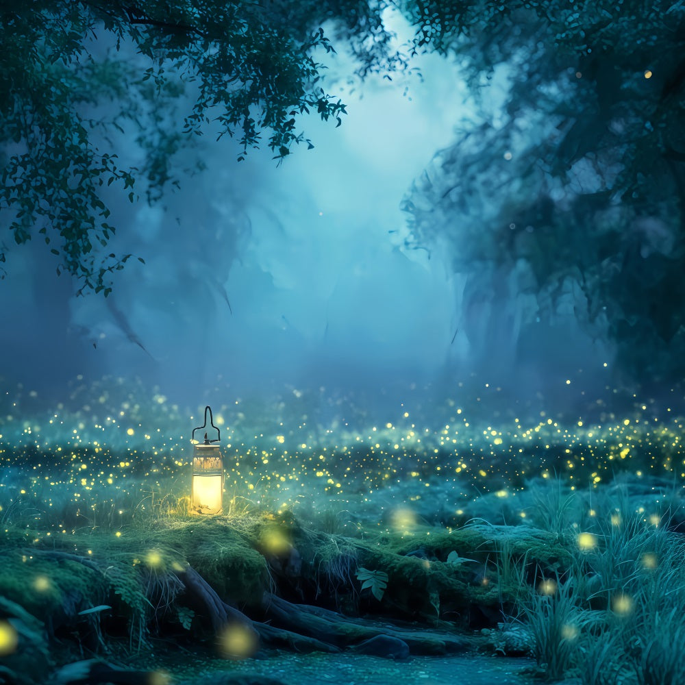 Fond forêt hantée Lumière de lucioles dans la forêt enchantée Fond photographique pour Halloween TWW510-39