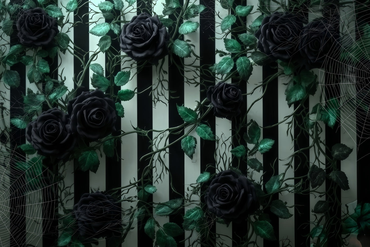 Fond mural d'Halloween Roses noires Mur rayé Fonds d'Halloween pour photos TWW510-46