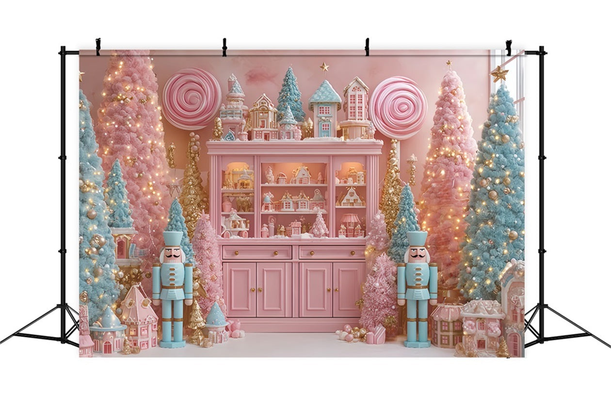 Fond Casse-Noisette Candyland Arbres rose pastel Fond de Noël TWW510-62