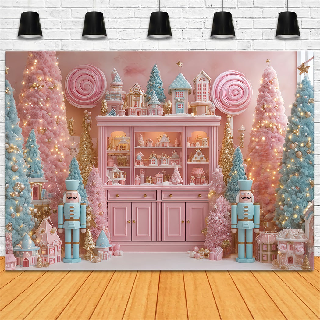 Fond Casse-Noisette Candyland Arbres rose pastel Fond de Noël TWW510-62