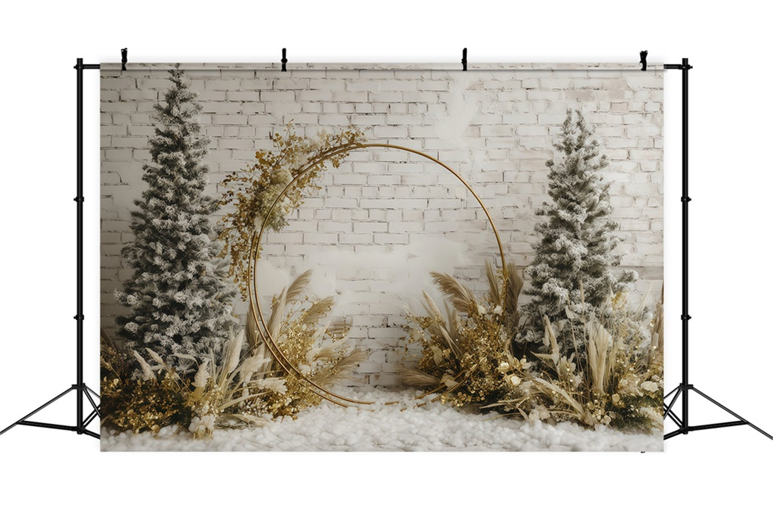 Fond mural de Noël Arche dorée rustique d'hiver Fonds de Noël en solde TWW510-76