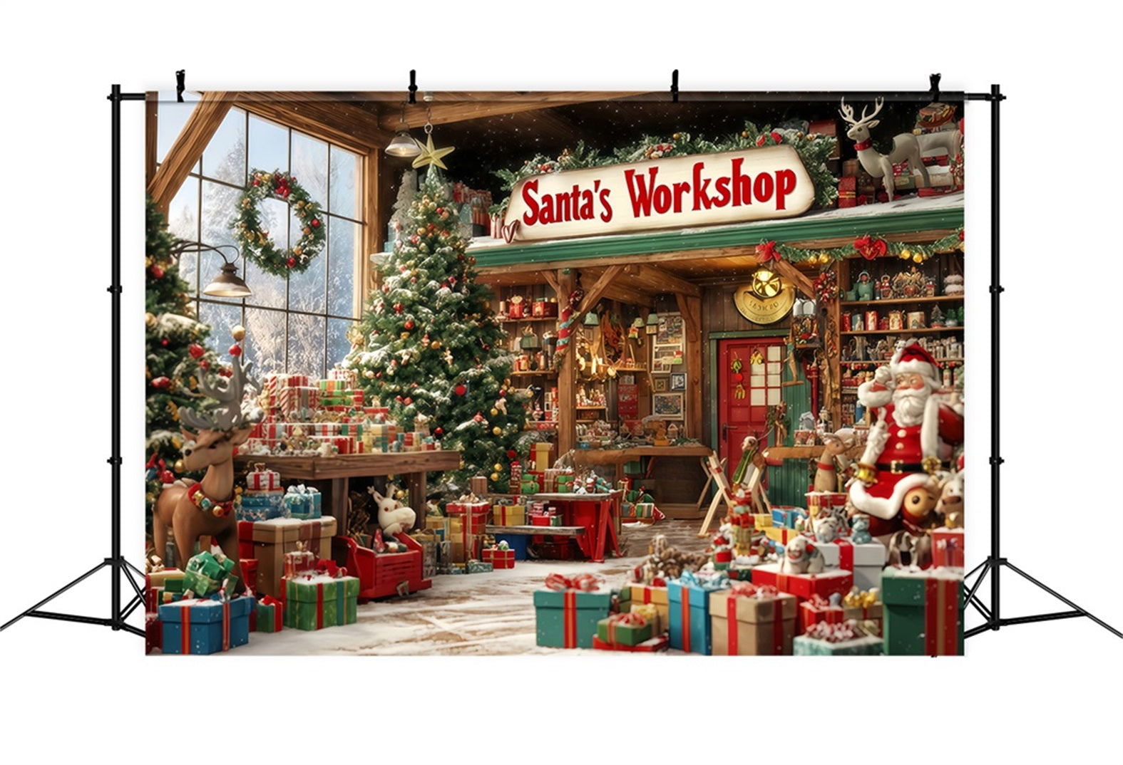 Fond d'atelier du Père Noël Fond de magasin de jouets Pays des merveilles de Noël TWW510-94