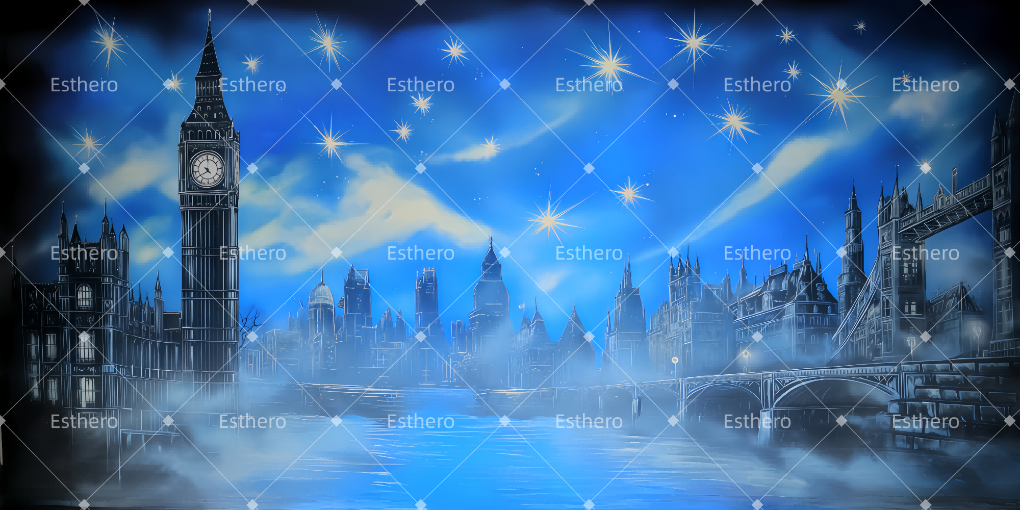 Fond de Scène Vol de Mary au-dessus de Londres TWW510-T41