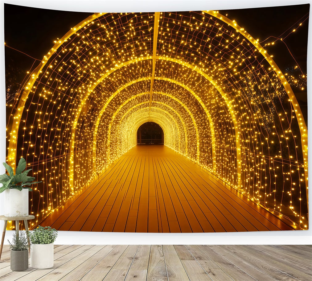 Fond pour le Nouvel An Tunnel lumineux bokeh Paillettes dorées Fond scintillant TWW512-30