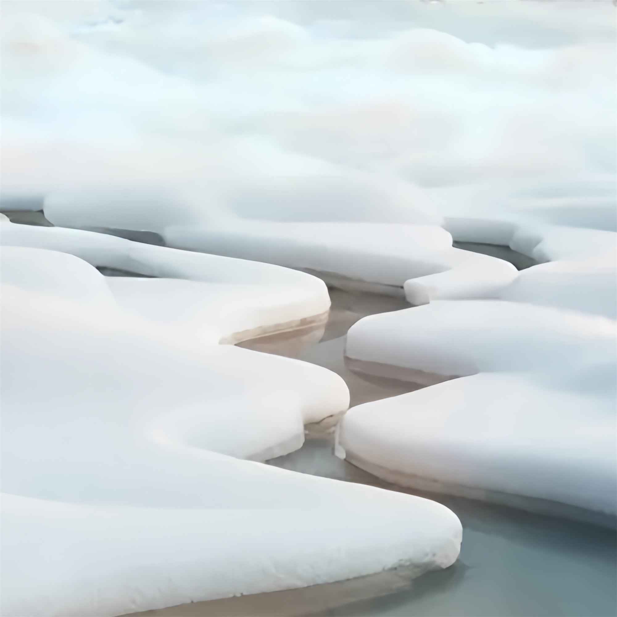Toile de fond pour Sol Rivière Gelée Glace Hivernale TWW57-38