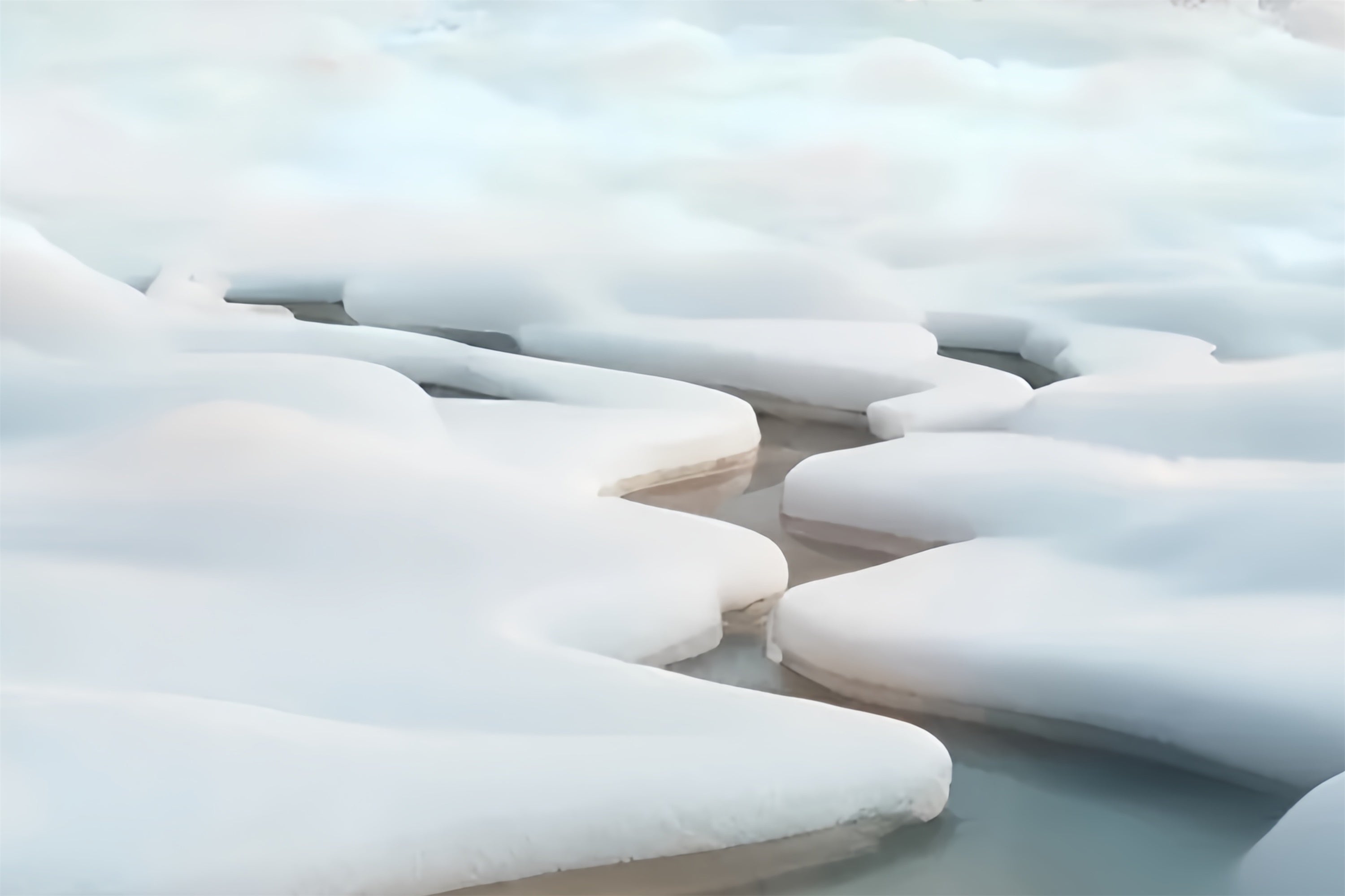 Toile de fond pour Sol Rivière Gelée Glace Hivernale TWW57-38