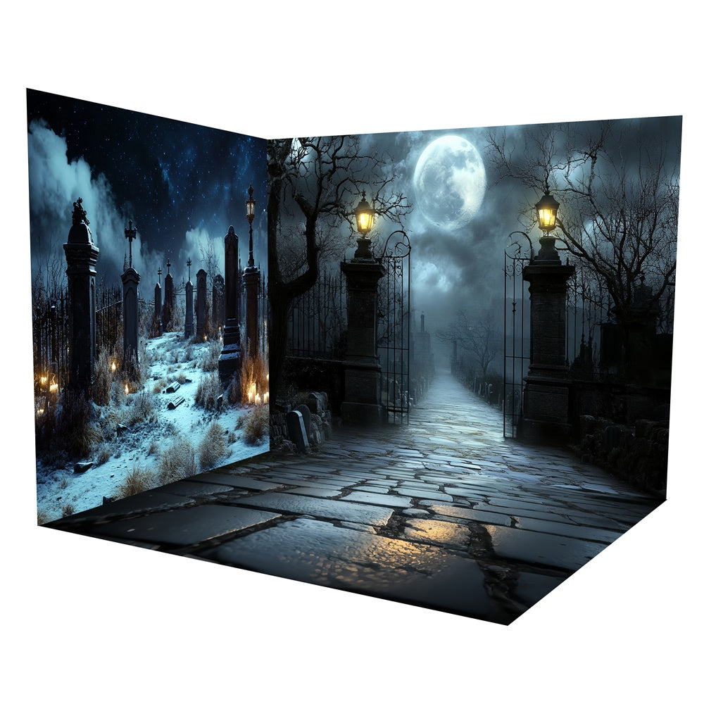 Ensemble de Salle Halloween Sentier des Esprits Pleine Lune Cimetière TWW57-54