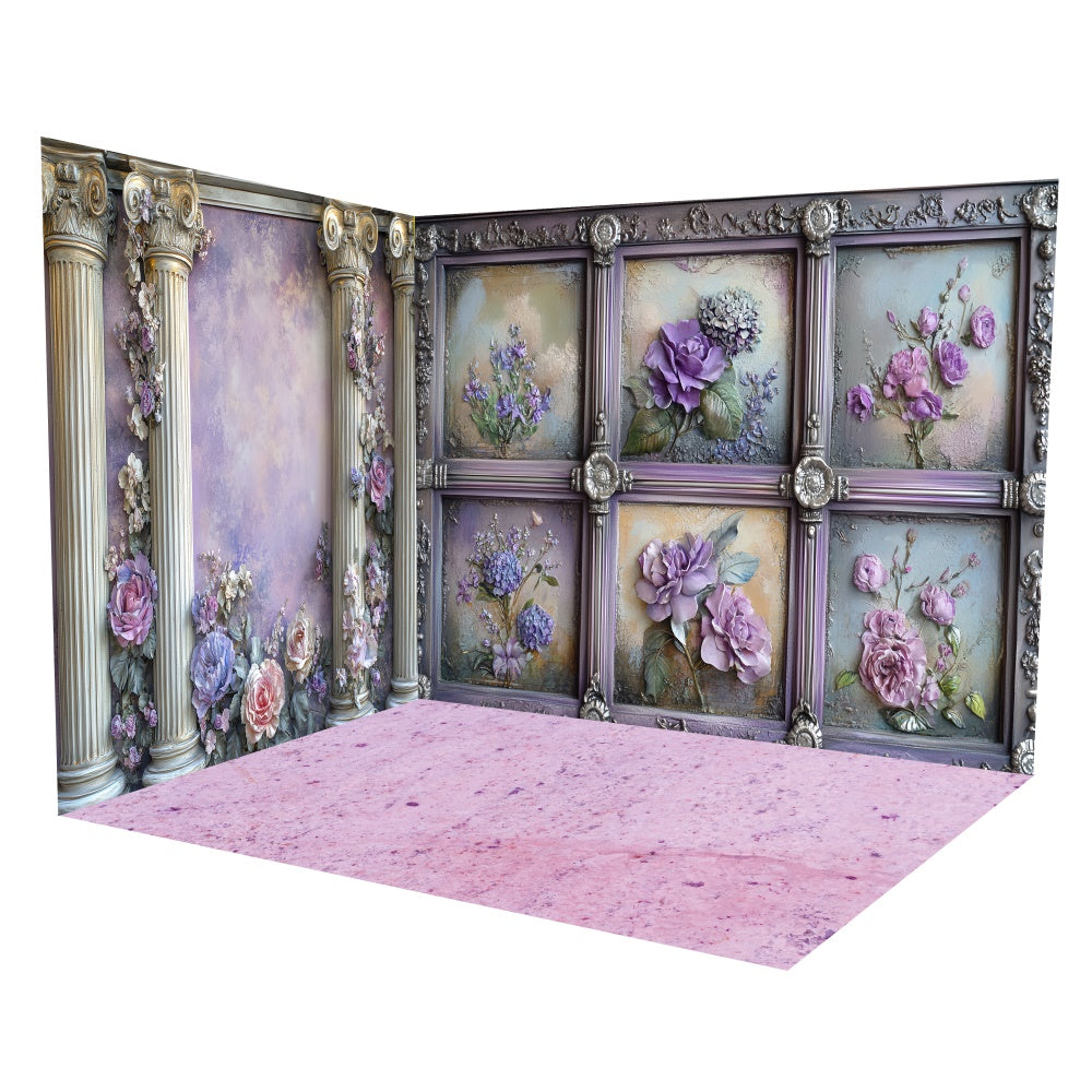 Ensemble de Salle Galerie Floraison Lavande Vintage TWW57-64