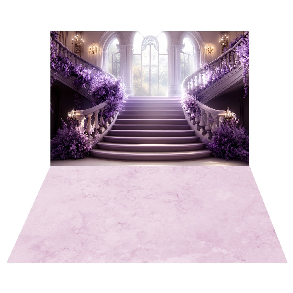 Toile de fond Escalier Rêve Lavande + Sol Marbré Lilas TWW57-73