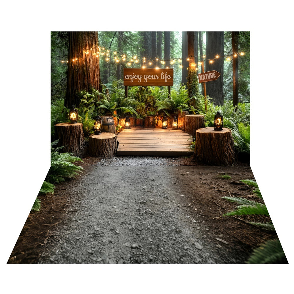 Toile de fond Retraite Bosquet aux Lanternes + Sol Gravier Forestier TWW57-80