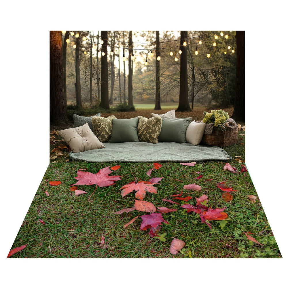 Toile de fond Repos Forestier Rustique + Sol Herbe Feuillue TWW57-83