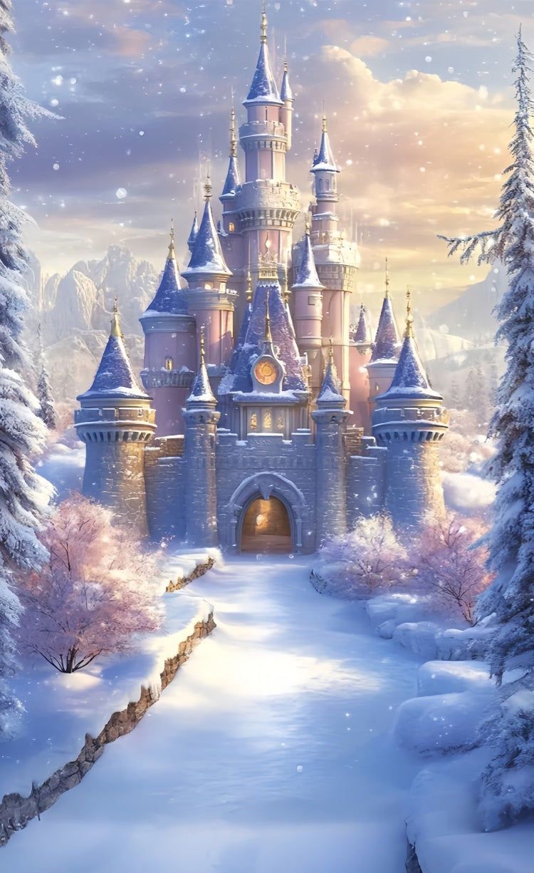 Toile de fond Sweep Photo Hivernale Château Royal d’Hiver TWW57-98