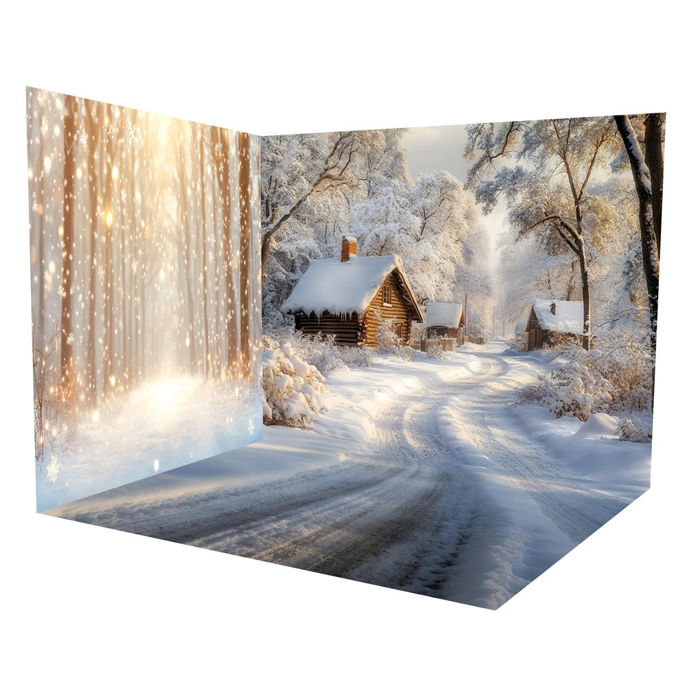 Ensemble de Salle Sentier Cabane Neige Confort Hivernale TWW57-99