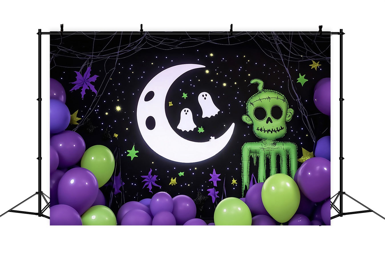 Toile Halloween Mur Lune Fantômes Et Zombie Vert Décor Dessin Animé TWW58-17