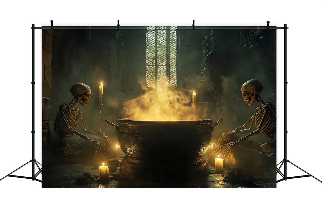Toile Halloween Squelettes Remuant Chaudron De Sorcière Bouillonnant Effrayant TWW58-38