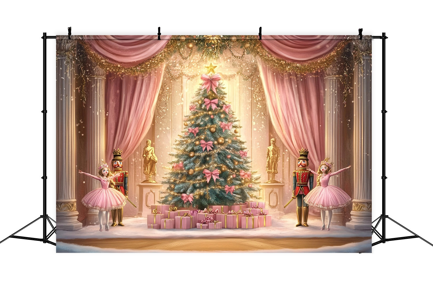 Toile de fond Noël Ballet Rose Magie de Noël Casse-Noisette TWW58-74