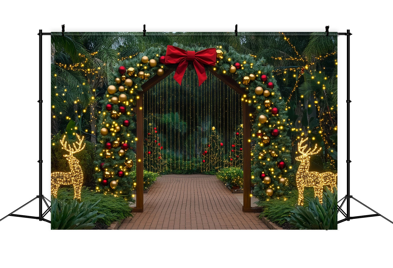 Toile de fond photo Noël Ferme de Sapins Arche Dorée Rennes Lumineux TWW58-85