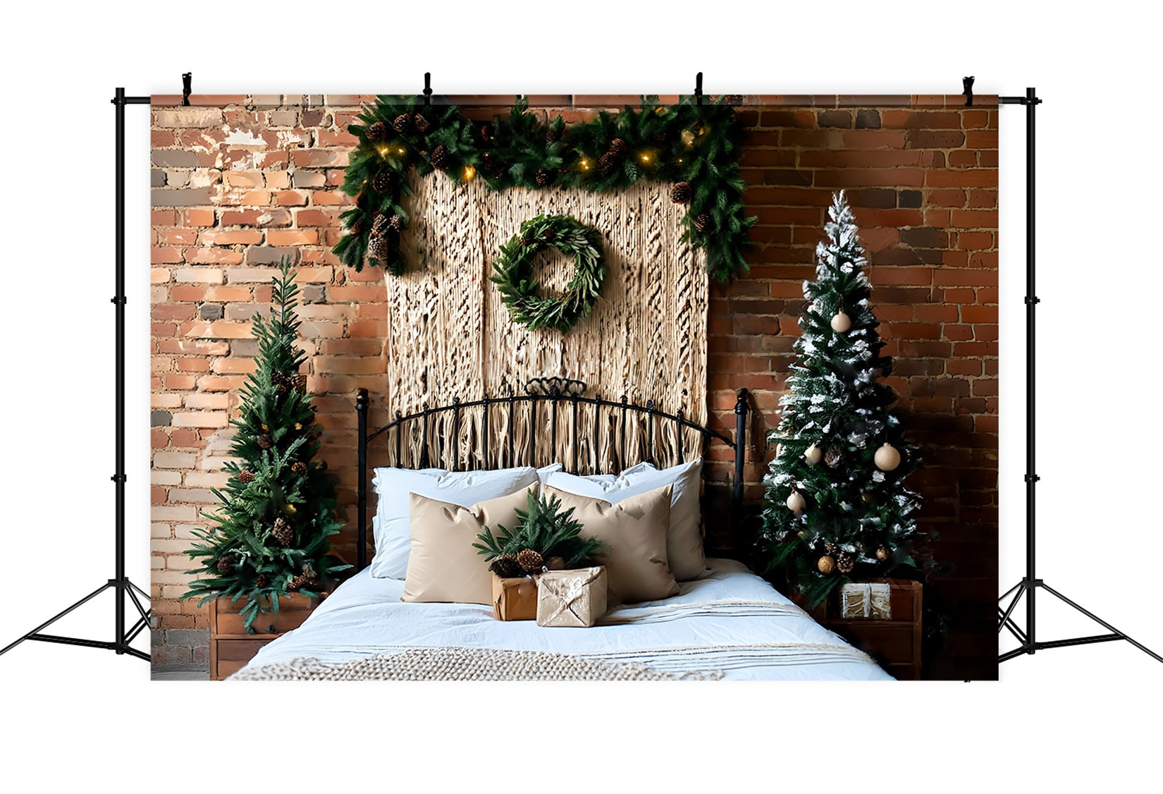 Toile de fond Noël Tête de Lit Macramé Lit Rustique TWW59-103