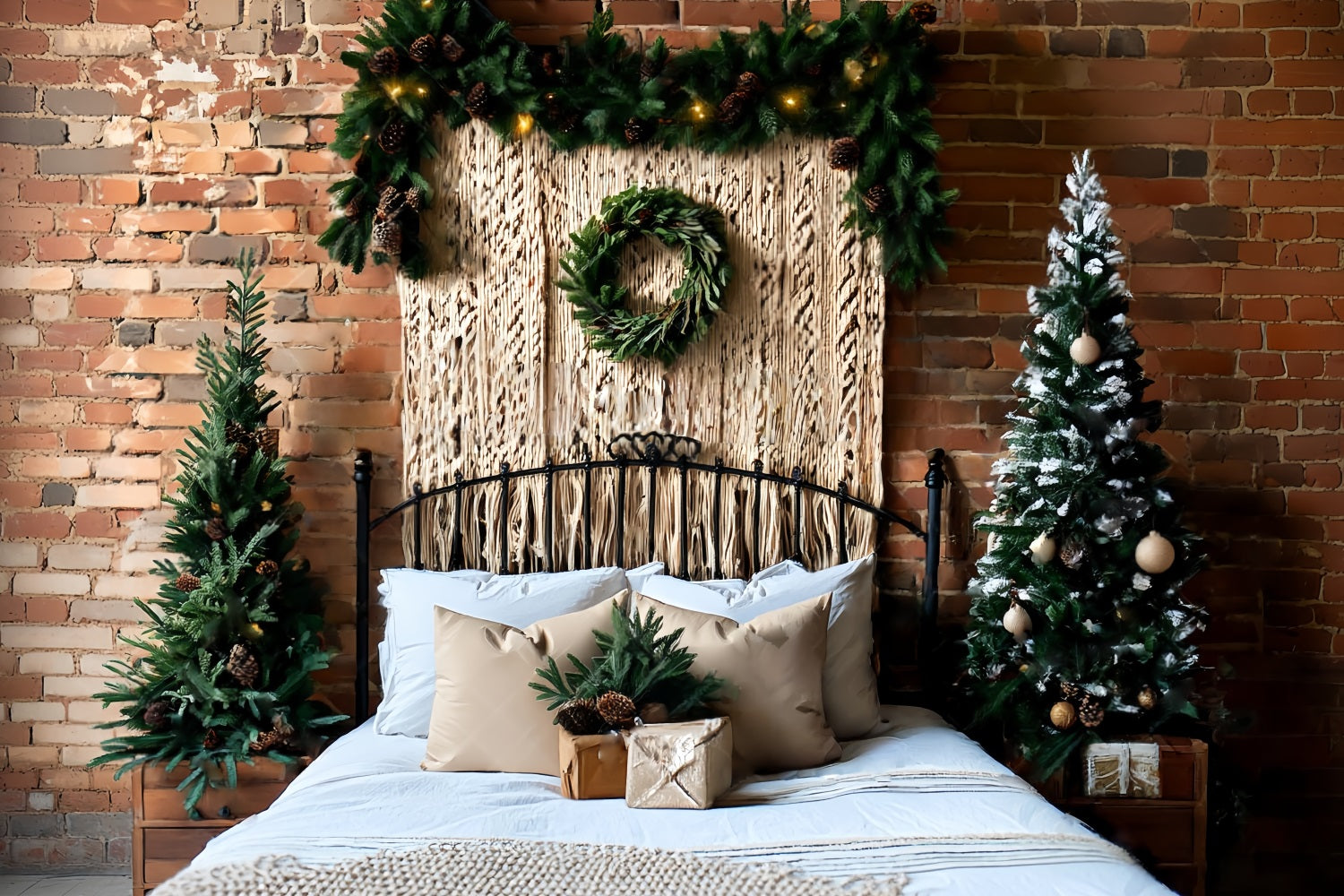 Toile de fond Noël Tête de Lit Macramé Lit Rustique TWW59-103