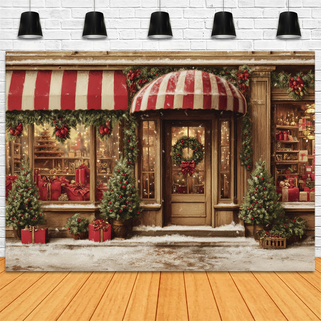 Toile de fond photo Noël Magasin de Jouets Sucre d’Orge Devanture TWW59-109