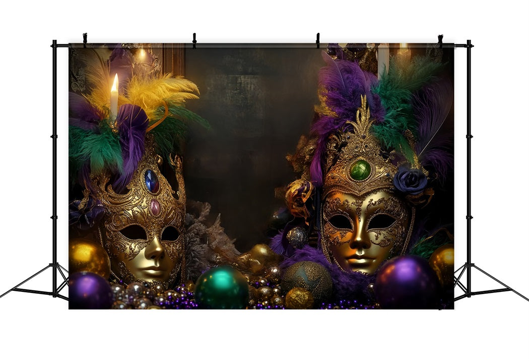 Toile de fond Cirque Masque Doré Mascarade à Plumes TWW59-11