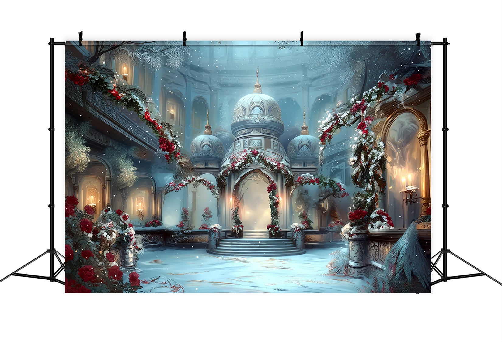Toile de fond photo Noël Palais Enneigé Élégance Hivernale TWW59-115
