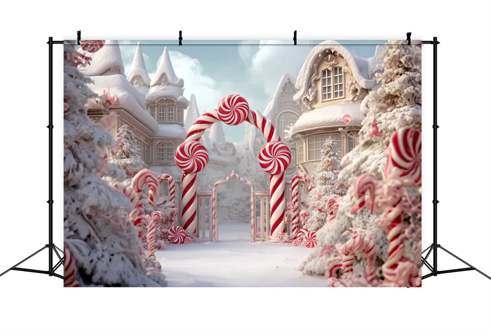Toile de fond Noël Pays des Bonbons Arche Sucre d’Orge TWW59-120
