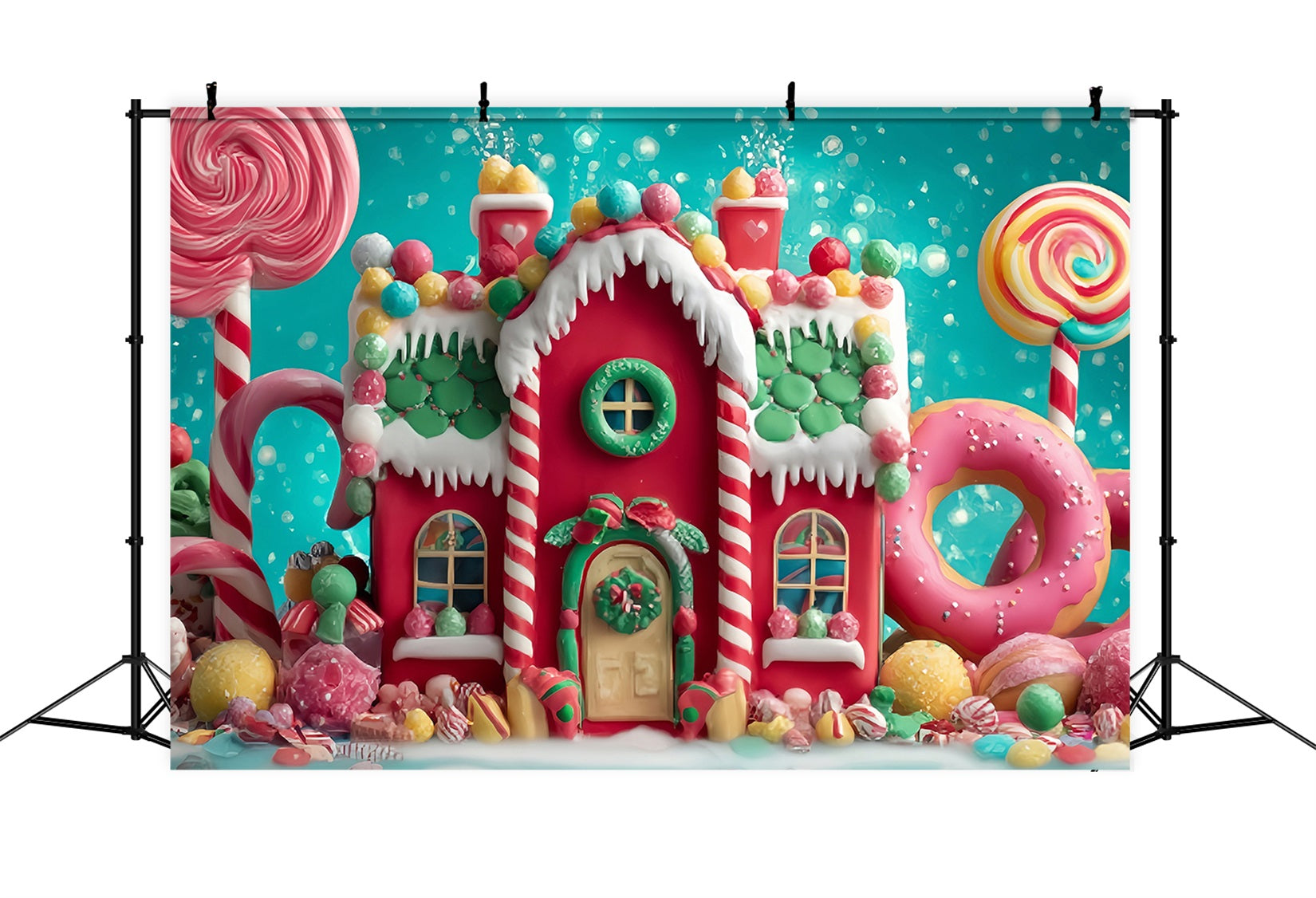 Toile de fond Noël Pays des Bonbons Maison Pain d’Épices Sucrée TWW59-123