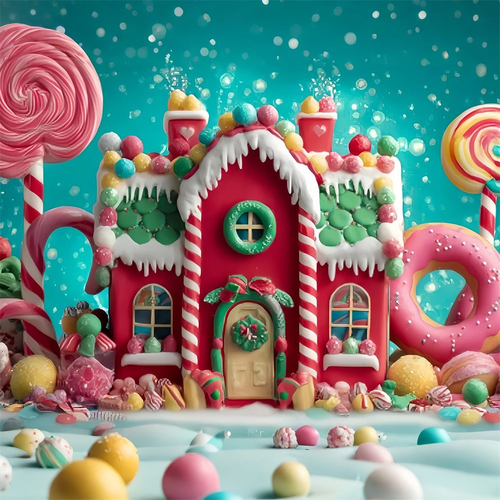 Toile de fond Noël Pays des Bonbons Maison Pain d’Épices Sucrée TWW59-123