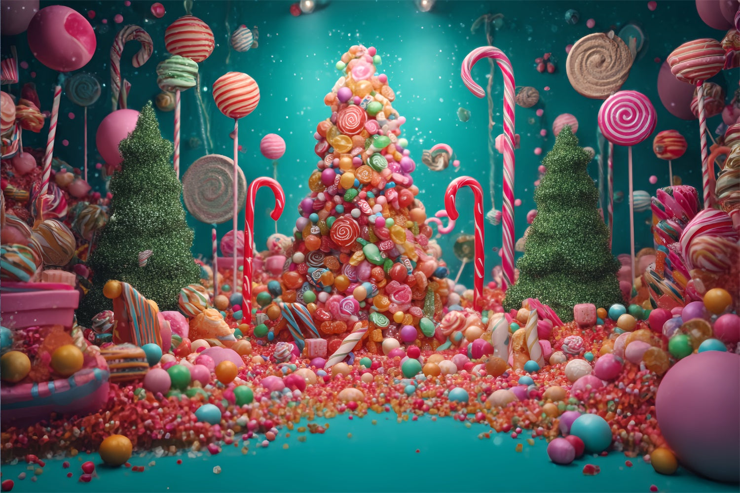 Toile de fond Noël Pays des Bonbons Sapin de Noël TWW59-126