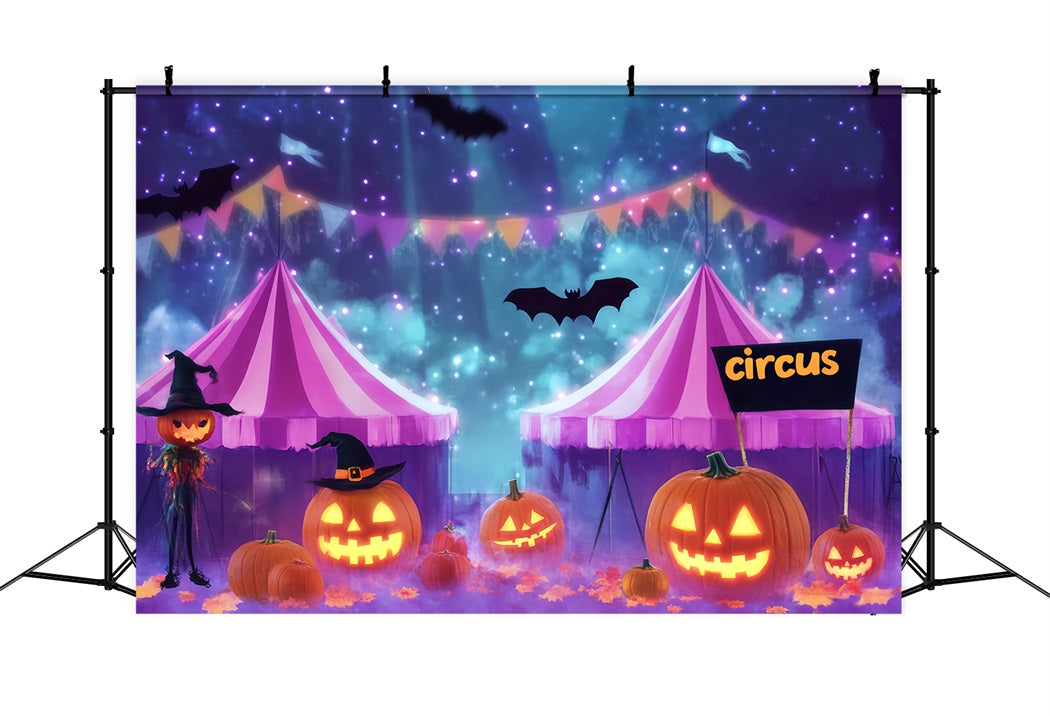 Toile de fond Cirque Halloween Citrouille Sorcière Nuit Hantée TWW59-13