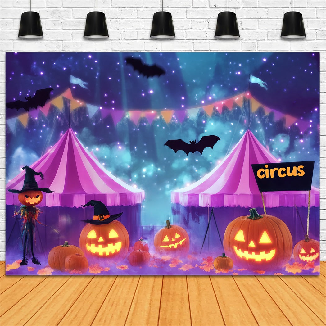 Toile de fond Cirque Halloween Citrouille Sorcière Nuit Hantée TWW59-13