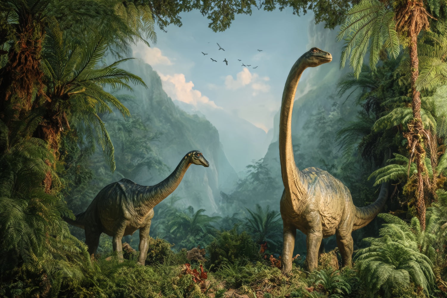 Toile de fond Forêt Tropicale Ère Jurassique Vallée Dinosaures Photo Forêt TWW59-130