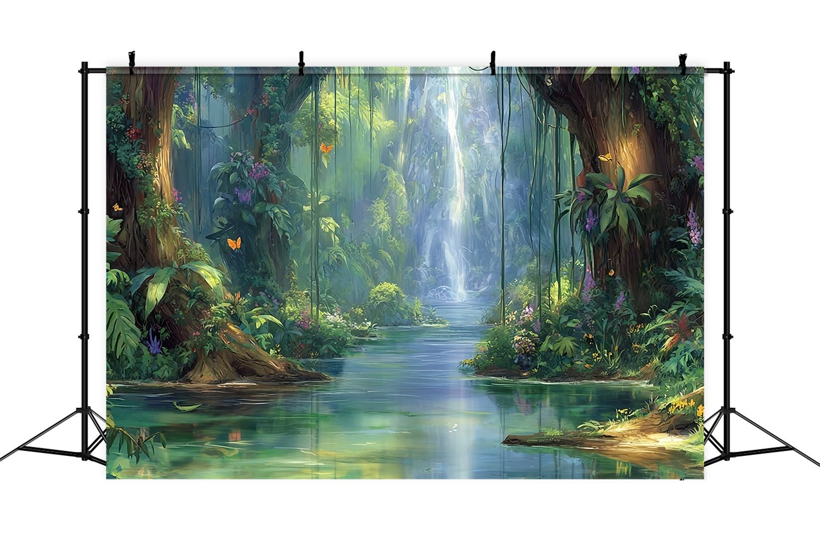 Toile de fond Forêt Tropicale Cascade Enchantée Paradis Jungle Fantaisie TWW59-137