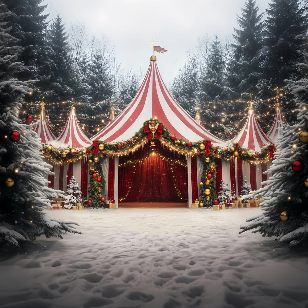 Toile de fond Cirque Chapiteau Noël Guirlande Festive TWW59-14