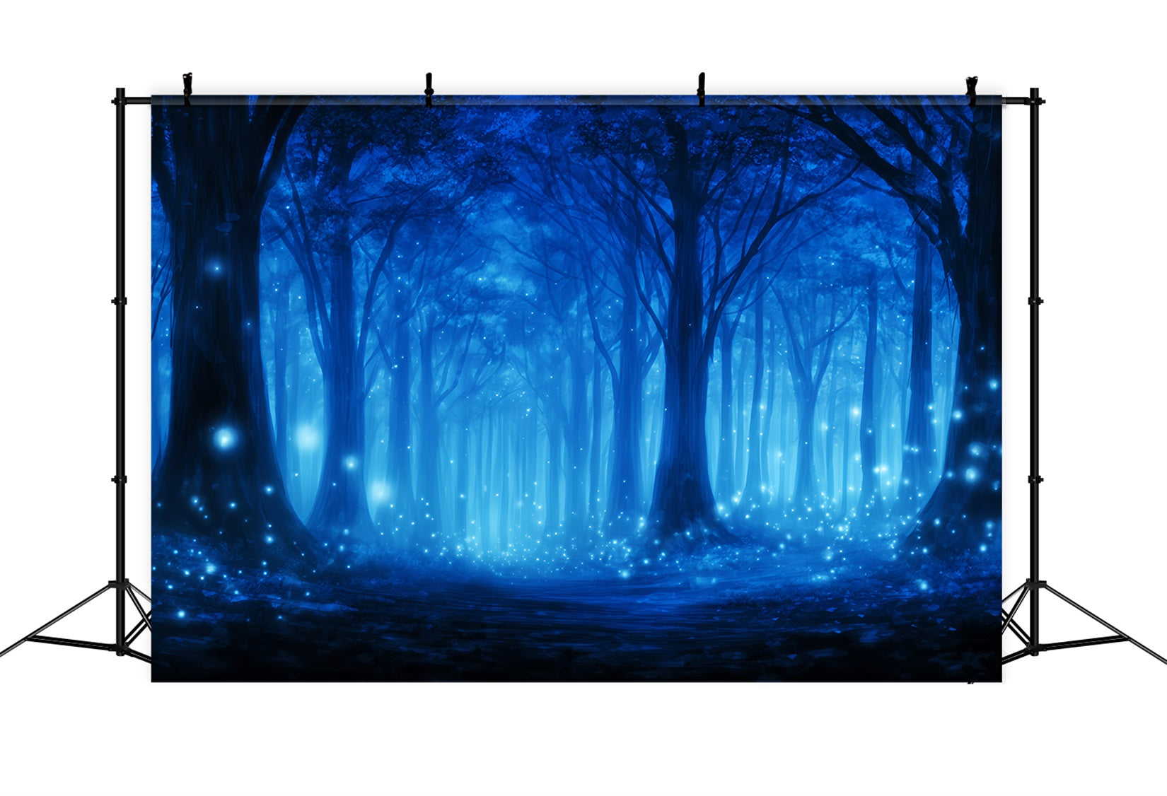 Toile de fond Forêt Sombre Bleue Lucioles Enchantées Nuit TWW59-140