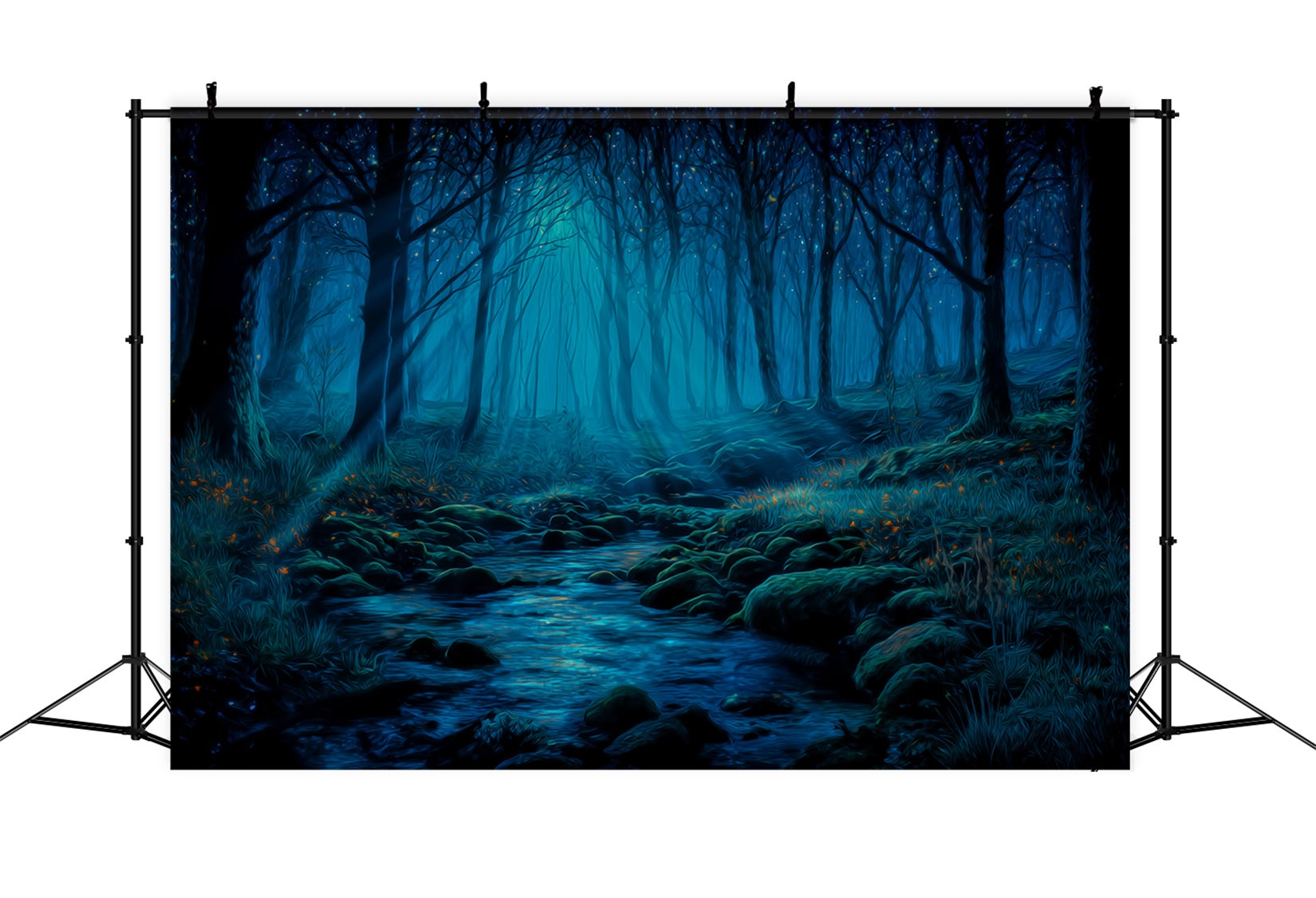 Toile de fond Forêt Hantée Ruisseau Au Clair De Lune Photo Mystique TWW59-142
