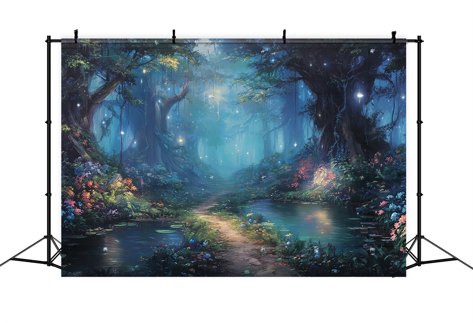 Toile de fond Forêt Enchantée Étang Magique Sentier Fée TWW59-148