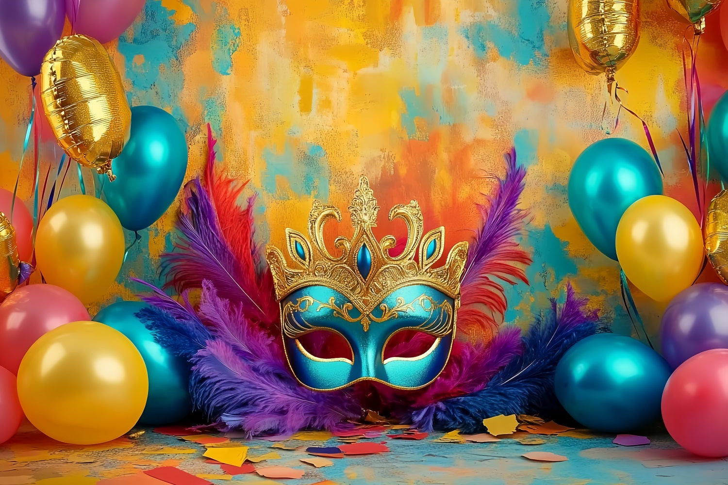 Toile de fond Cirque Masque Coloré Ballons Éclat TWW59-15
