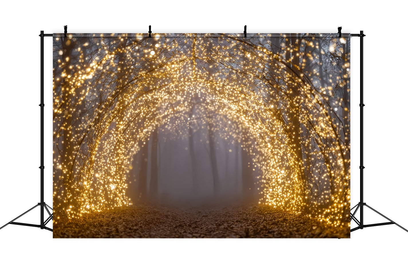 Toile de fond Forêt Nocturne Lumières Dorées Arche Enchantée Fantaisie TWW59-154